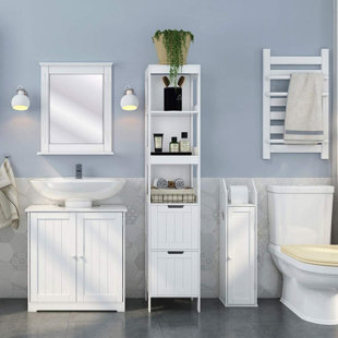 Ready assembled online tall bathroom cabinets